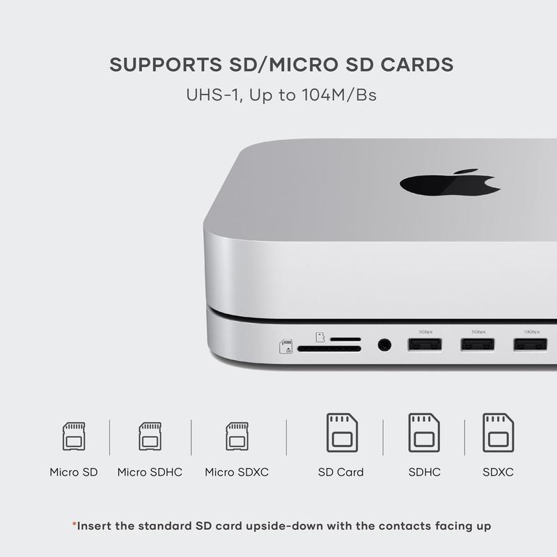 Hub e suporte Mac Mini com gabinete SSD para NVME/SATA M.2